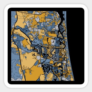 Gold Coast Map Pattern in Blue & Gold Sticker